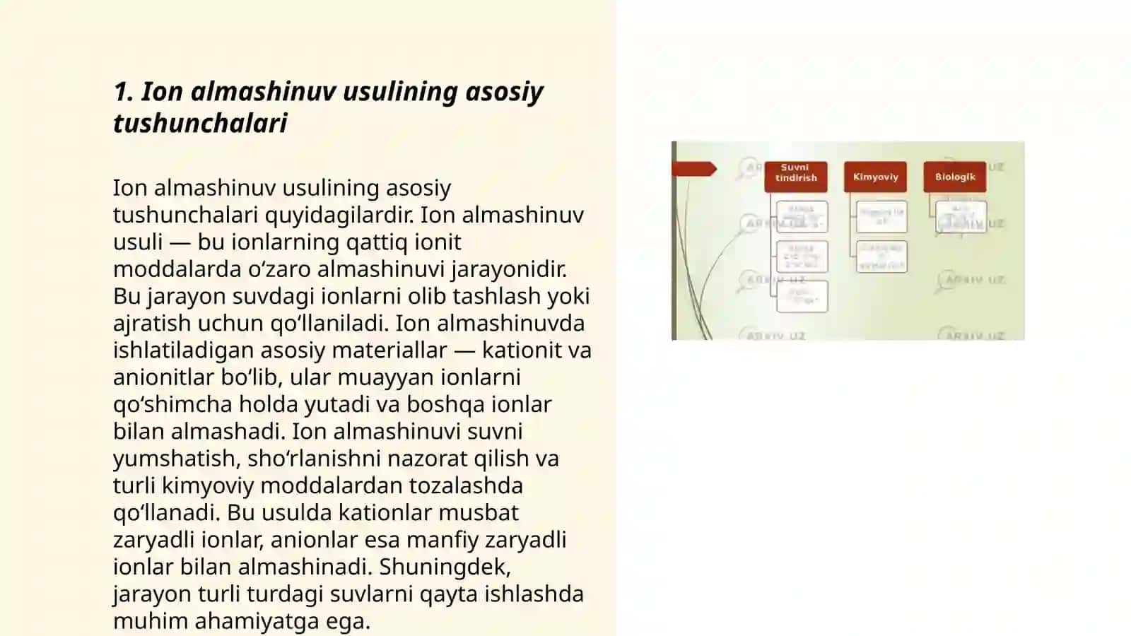 Ion almashinuv usulida to'qimachilik korxonalarining oqava suvlarini tozalash 3