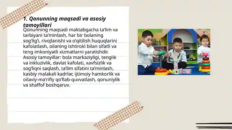 Oʻzbekiston respublikasi maktabgacha taʼlim va tarbiya toʻgʻrisidagi qonun 3