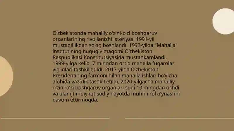 O'zbekistonda o'z-o'zini boshqaruv organlari faoliyati va ularning jamiyatdagi demokratlashtirishdagi o'rni 3