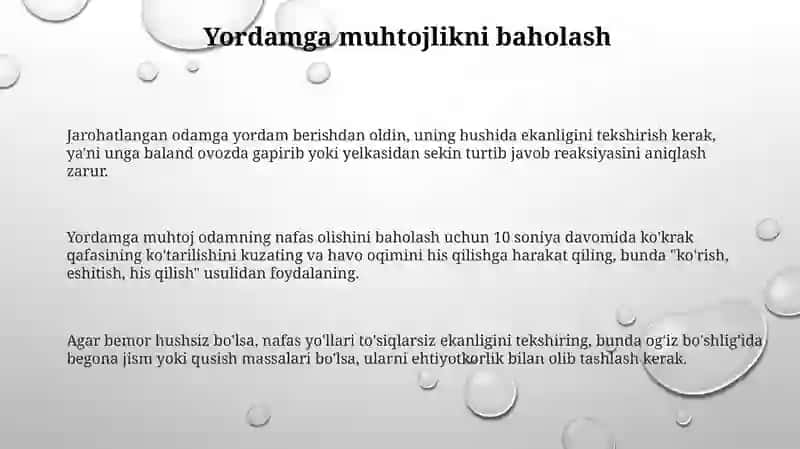 Jarohatlanganda birinchi yordam korsatish 3