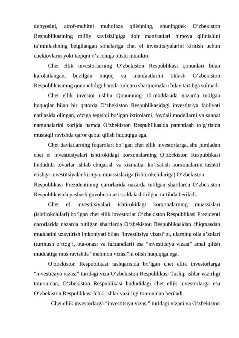 Investitsiyalarni jalb etishning jahon tajribasi va uni O`zbekistonda qo`llash imkoniyatlari. 3