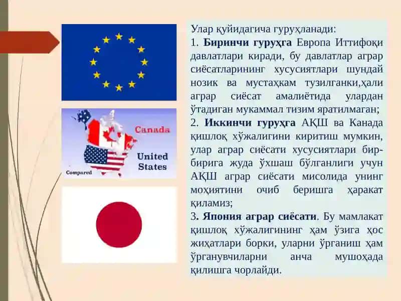 Ривожланган ва Ривожланаётган мамлакатларнинг аграр сиёсати 3