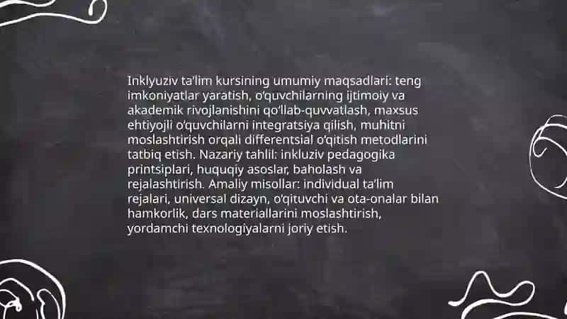 Inklyuziv taʼlim kursining maqsadi va vazifalari: tahlil va amaliy misollar 3