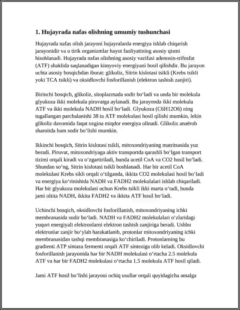 Hujayrada Nafas Olish Jarayoni 3