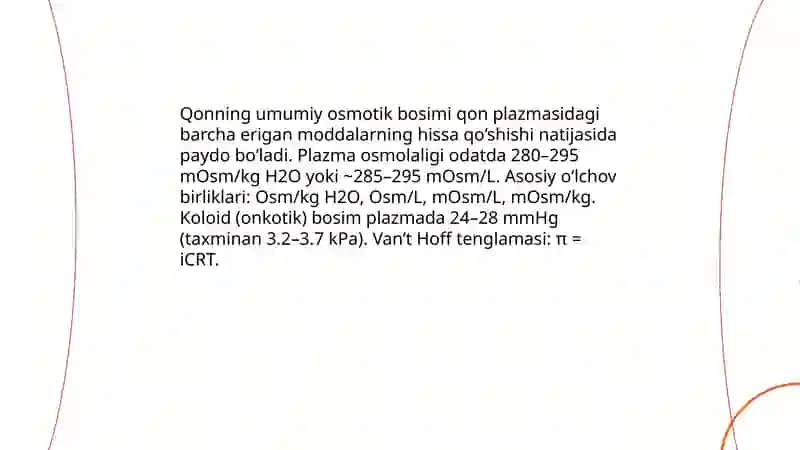 Qonning osmotik bosimlari va ph.Qoning himoya funksiyasi va ivishi 3