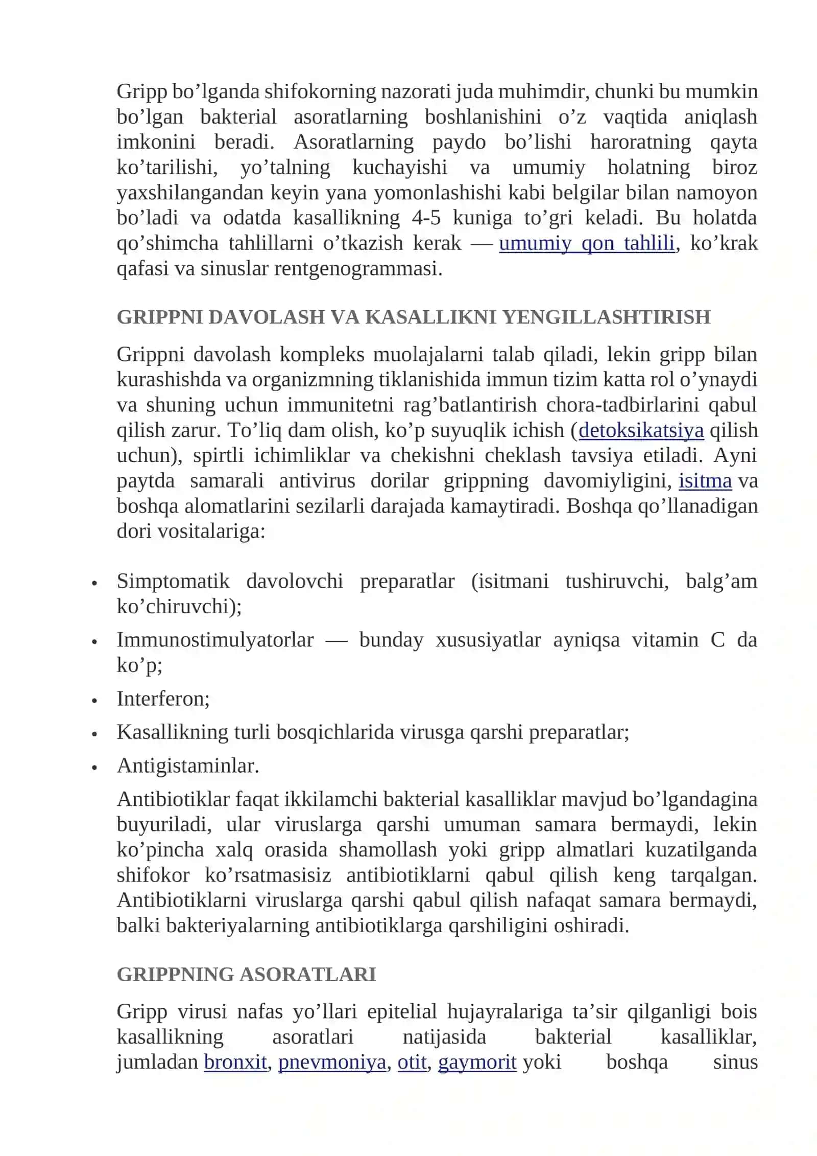 GRIPP — ALOMATLARI, SHAKLLARI, SABABLARI, TASHXISLASH, DAVOLASH VA OLDINI OLISH 3