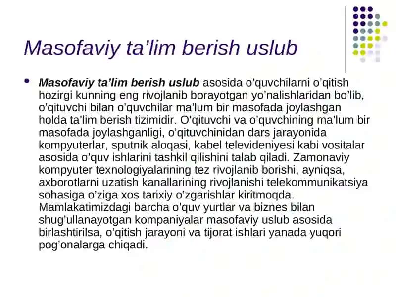 Masofaviy ta'lim berish uslub 3