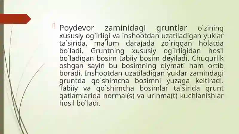 Mavzu: Bog’lanishli gruntning siljishga qarshi mustahkamligini aniqlashga oid usullar 3