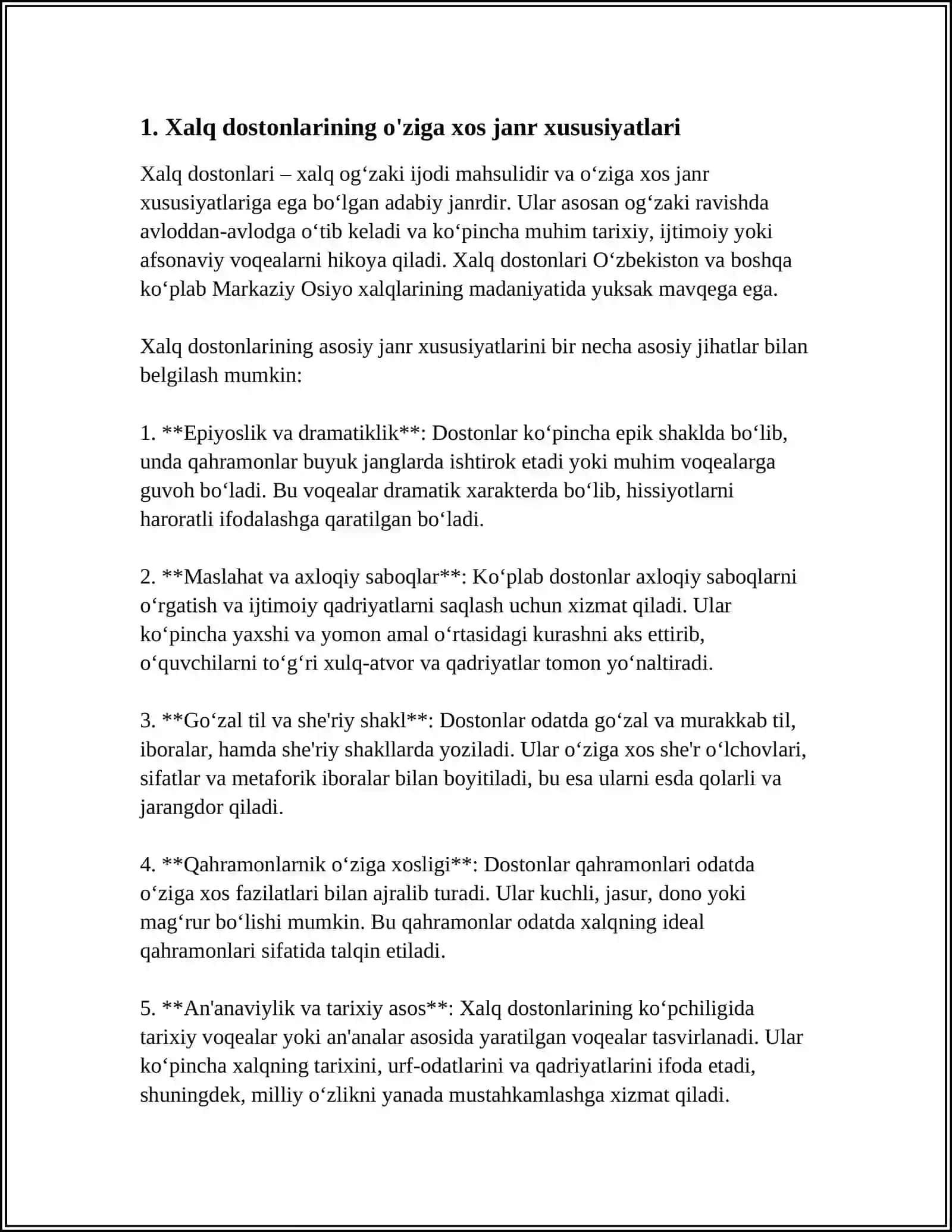 XALQ DOSTONLARINING JANR XUSUSIYATLARI 3