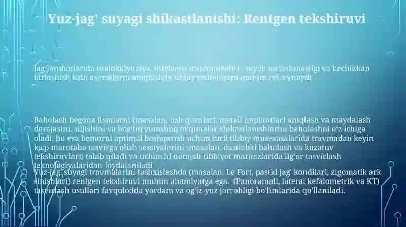 Tish jagʻ sohasi travmatik kasalliklari asoratlari tibbiy radiologiyasi 3