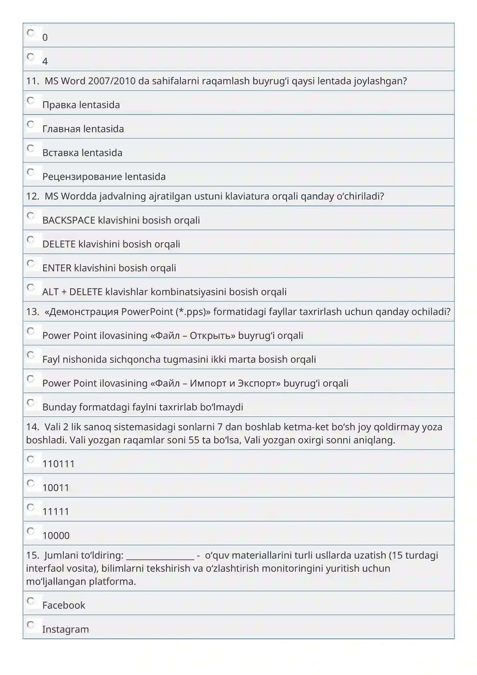 MS Excel. A1=4, B1=5, C1=6 uchlik qiymatlari va A1=100, B1=500, C1=1000 uchlik qiymatlari uchun natijasi o‘zgarmaydigan formlani aniqlang 3