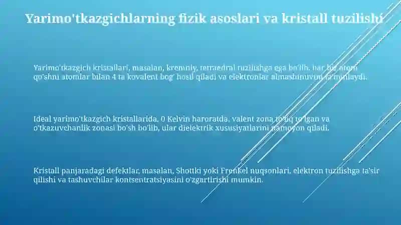 Yarimo‘tkazgichlarning fizik asoslari va elektron qurilmalardagi roli 3