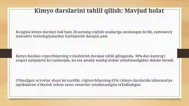 Kimyo darslarini analiz qilish, uni takomillashtirish metodikasi 3
