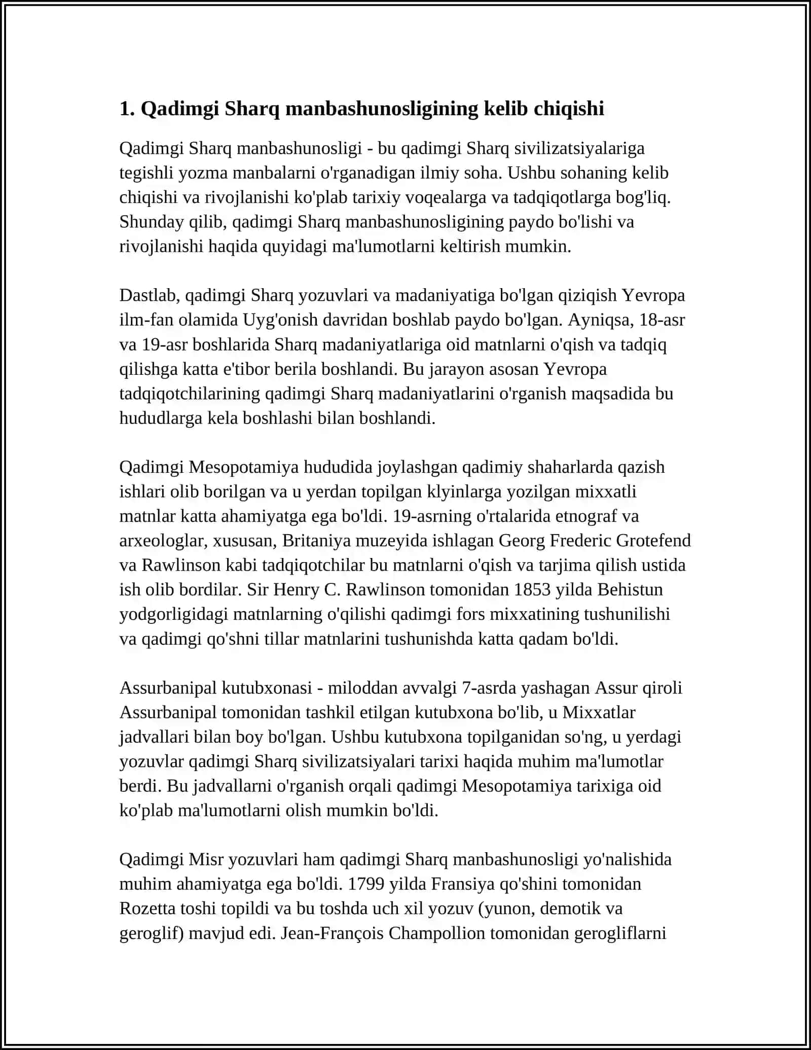 QADIMGI SHARQ MANBASHUNOSLIGI VA UNING OʻRGANILISH TARIXI 3