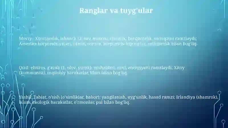 Ranglar va raqamlarning ramziy ma'nolari 3
