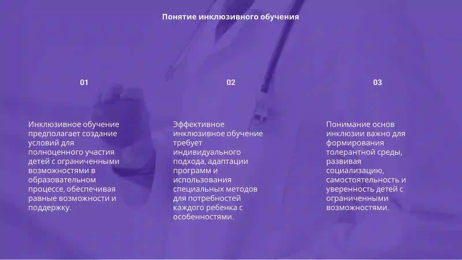 Основные условия эффективного инклюзивного обучения детей с оргониченными возможностями 3