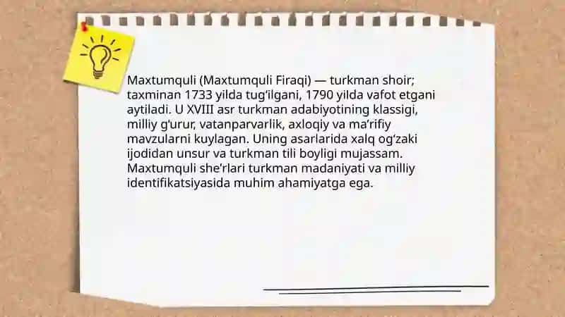 Maxtumquli haqida maʼlumot 3