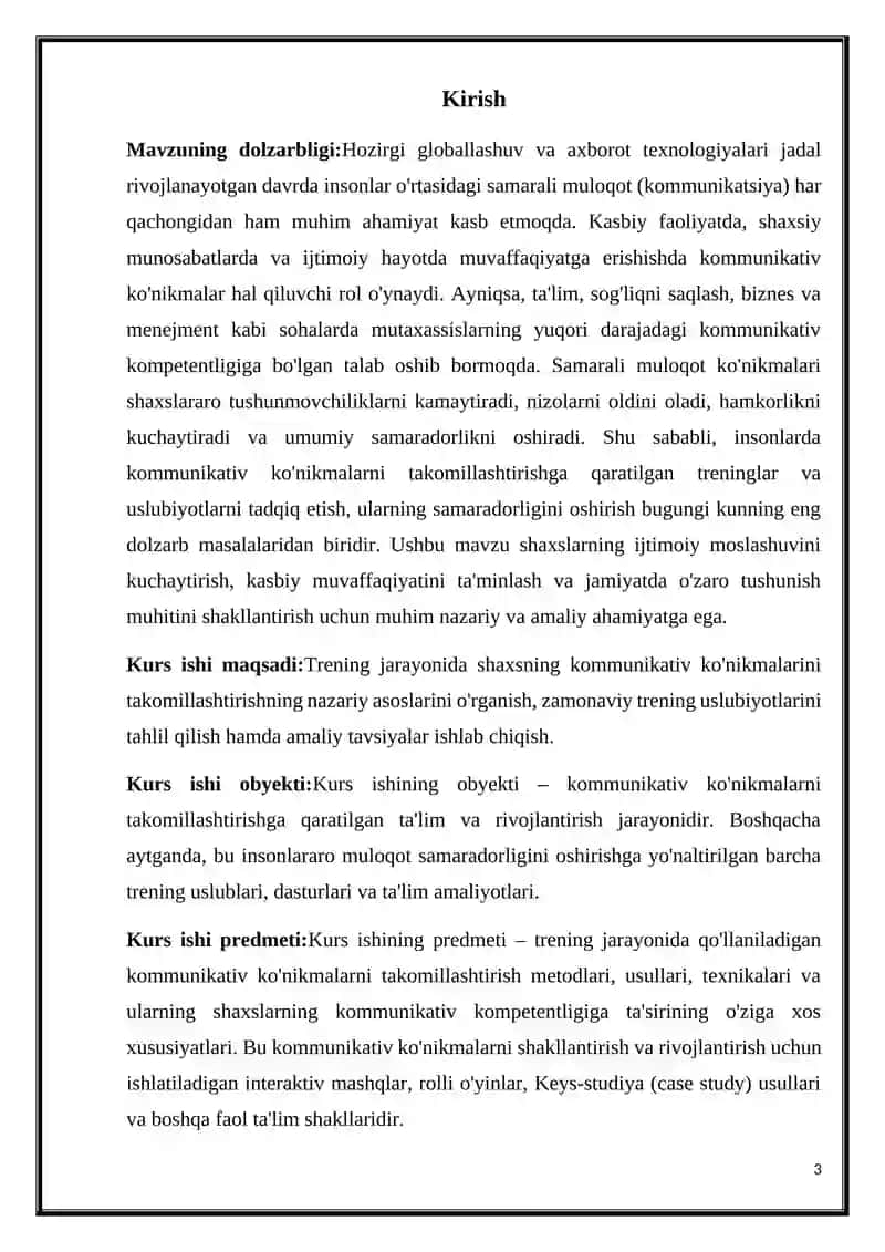 TRENINGDA KOMMUNIKATIV KO'NIKMALARNI TAKOMILLASHTIRISH 3