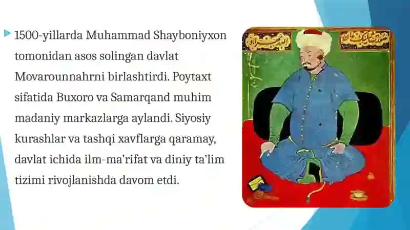 Shayboniylar davrida madaniy hayotning asosiy jihatlari 3