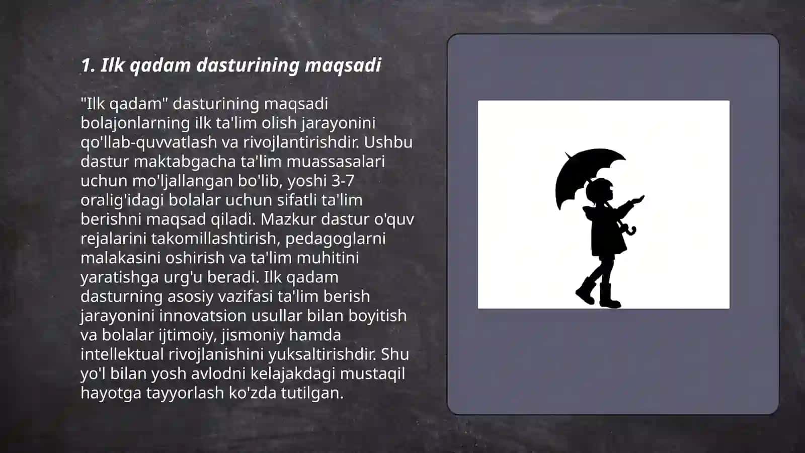 Ilk qadam takomillashtirilgan dastur 3