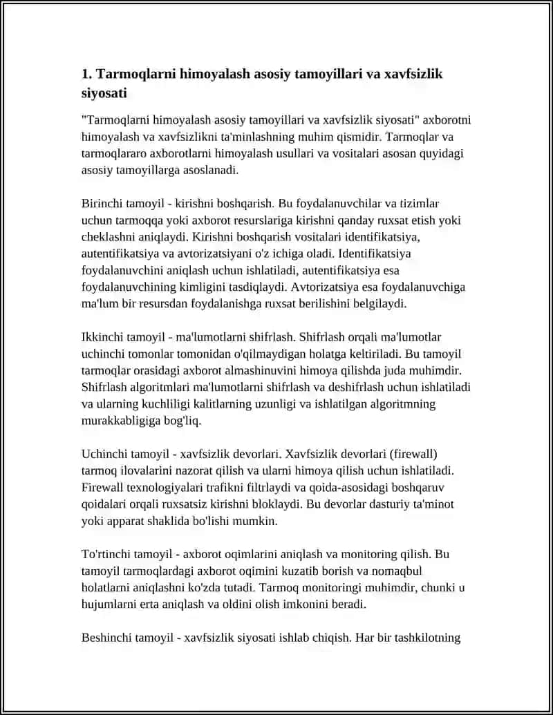 Tarmoqlarni himoyalash asosiy tamoyillari va xavfsizlik siyosati 3