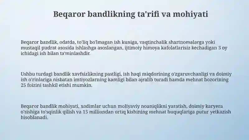 Beqaror bandlik: shakllari, imkoniyatlari va muammolari 3