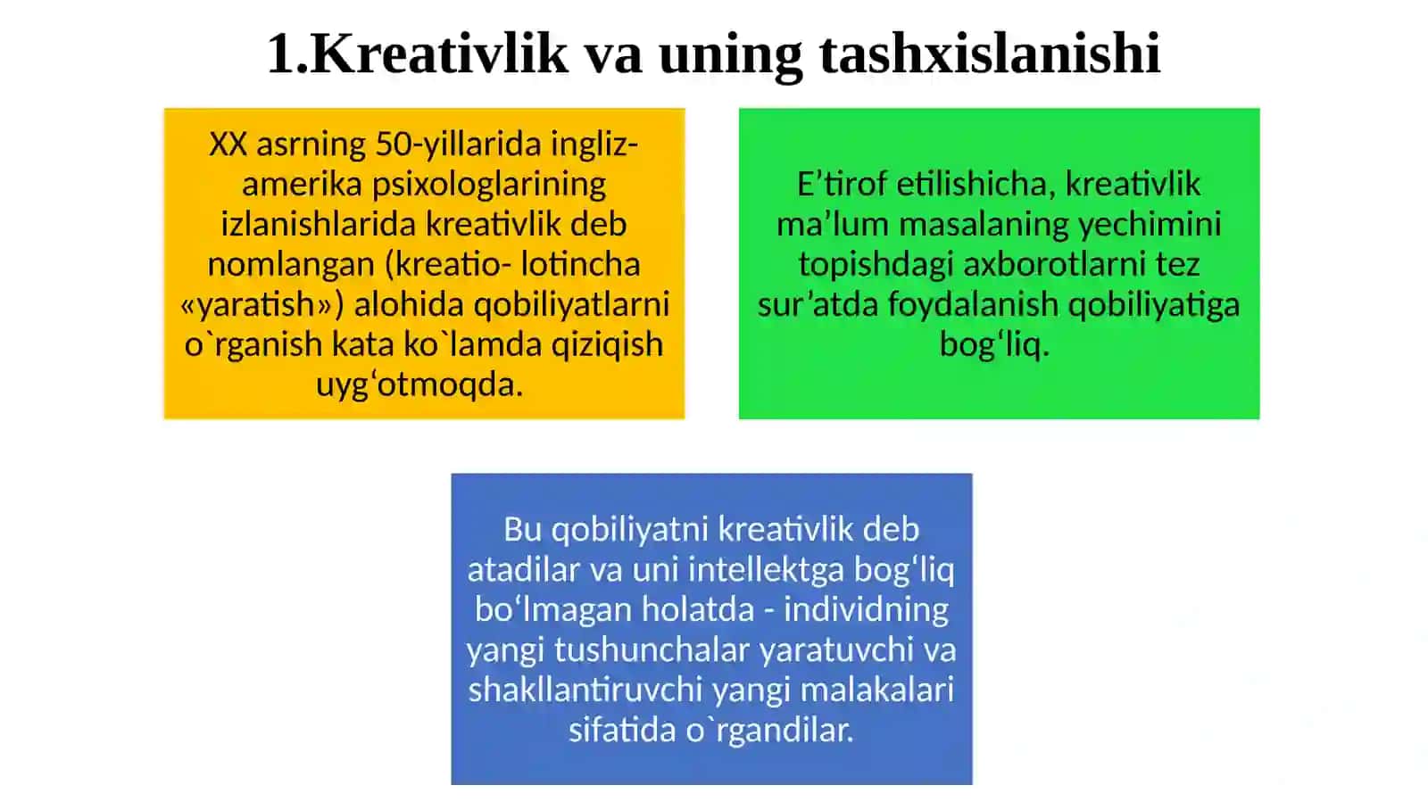 Kreativlik va uning tashxislanishi 3