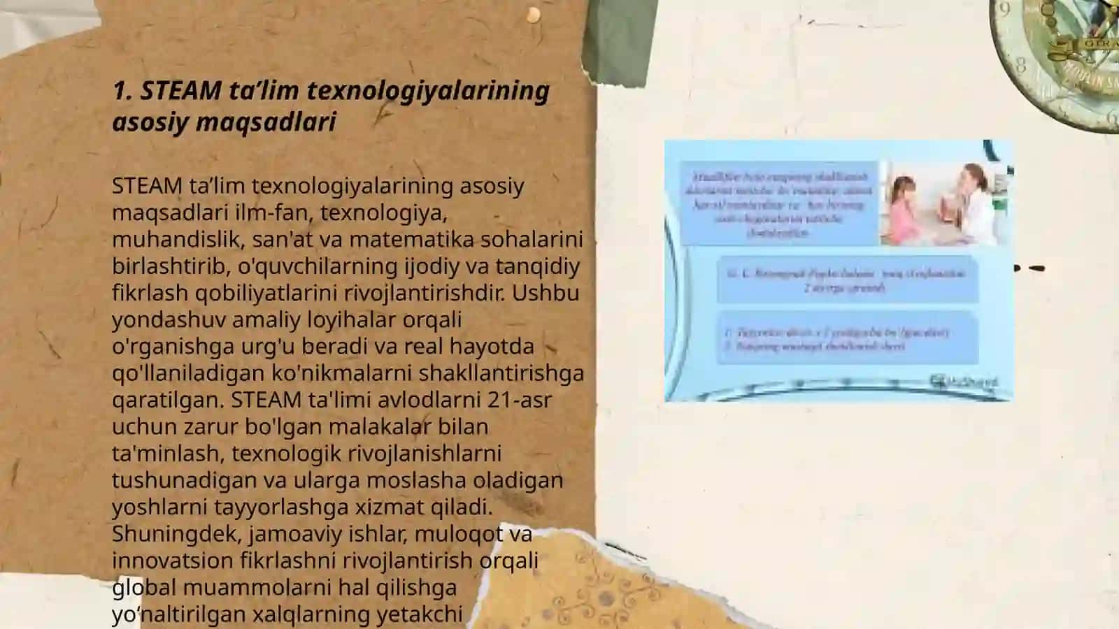 Maktabgacha ta’lim tashkilotlarida STEAM ta’lim texnologiyalarining maqsadi va dastur tamoyillarin 3