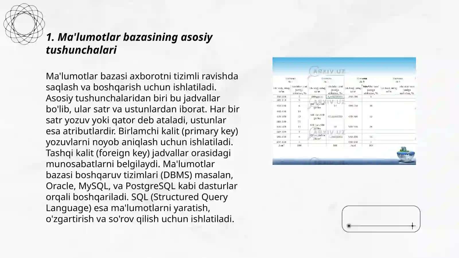 Ma'lumotlar bazasini yaratish va ularni statistik qayta ishlash 3