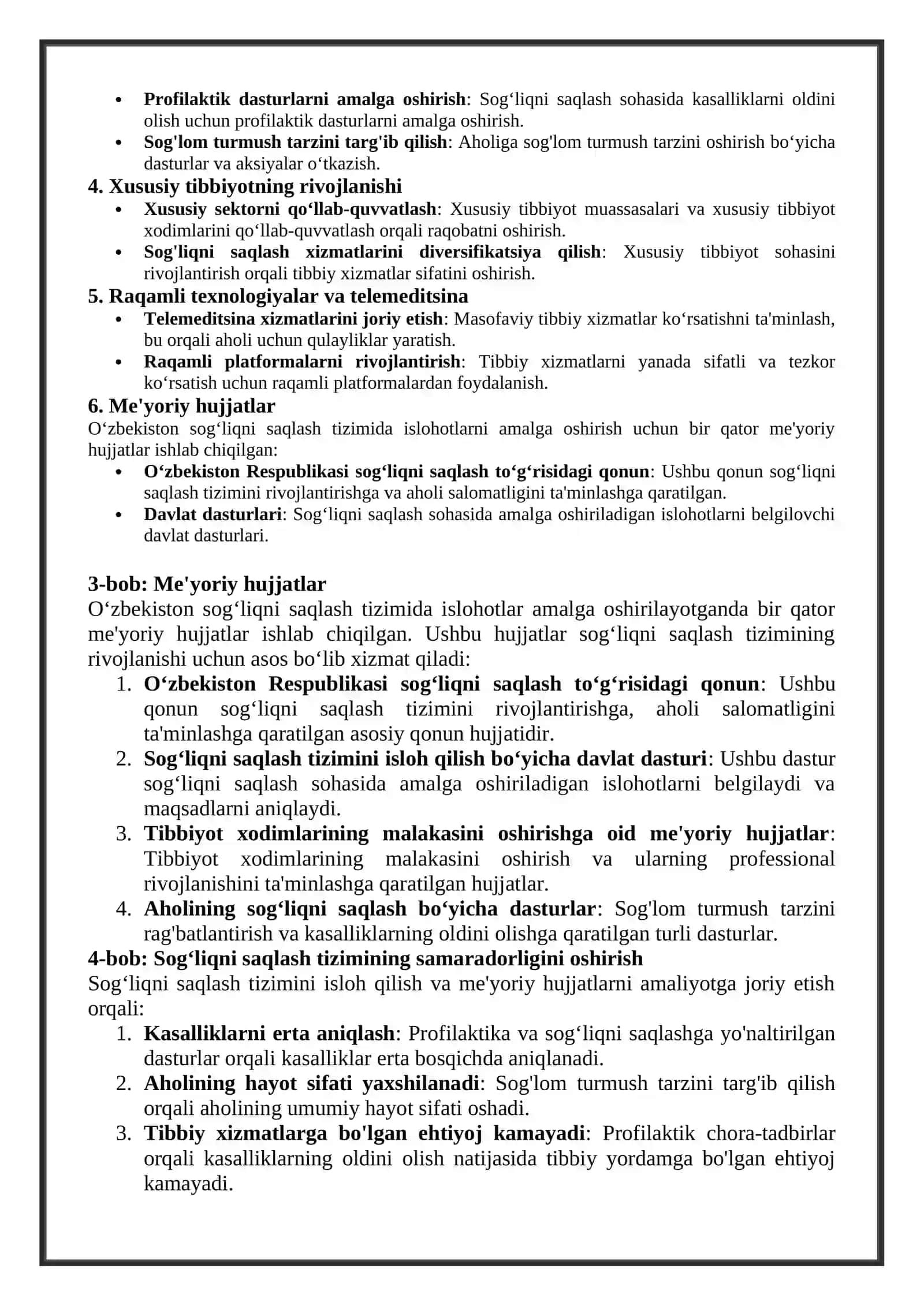 O‘zbekistonni rivojlantirish strategiyasi – sog‘liqni saqlash tizimini islohotlari, me’yoriy hujjatlari 3