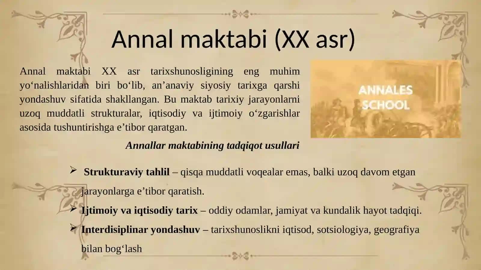 Zamonaviy Yevropa tarix shunosligi tadqiqot usullari 3