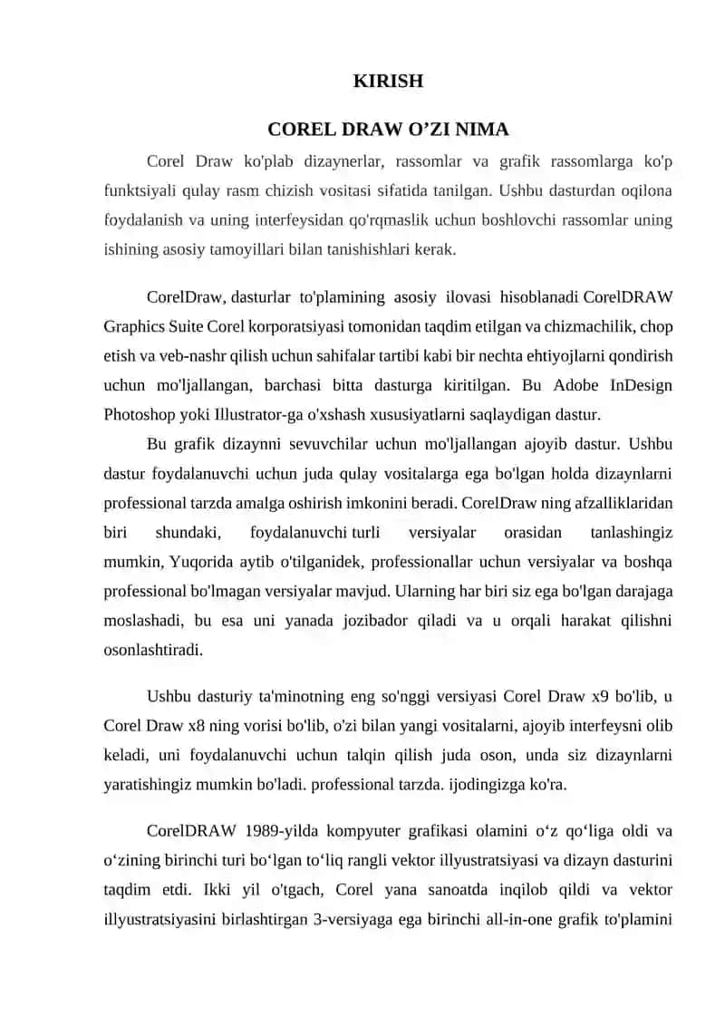 "Corel Draw dasturi yordamida rasmlarni qayta ishlash" 3