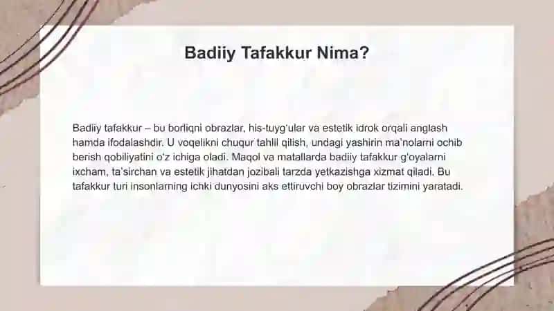 Oʻzbek maqol va matallarida badiiy tafakkurning koʻrinishlari va ahamiyati 3