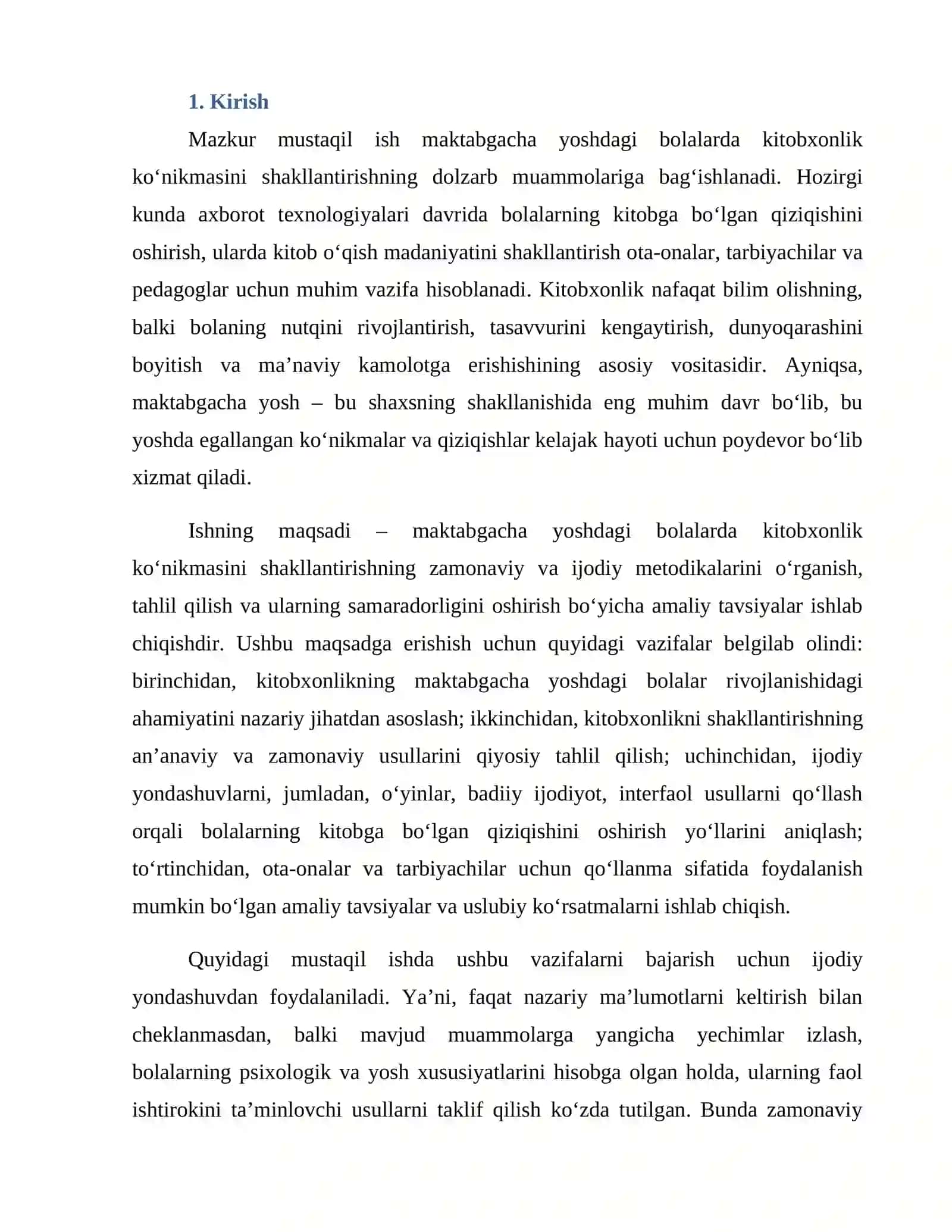 Maktabgacha yoshdagi bolalarda kitobxonlik ko‘nikmasini shakllantirishning zamonaviy metodikasi: Ijodiy yondashuv 3