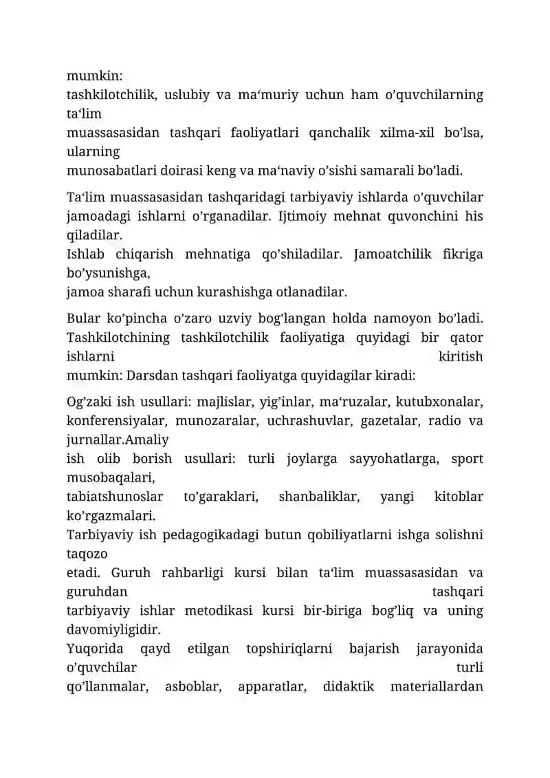Sinfdan va maktabdan tashqari tarbiyaviy ishlarning maqsadi va vazifalari 3