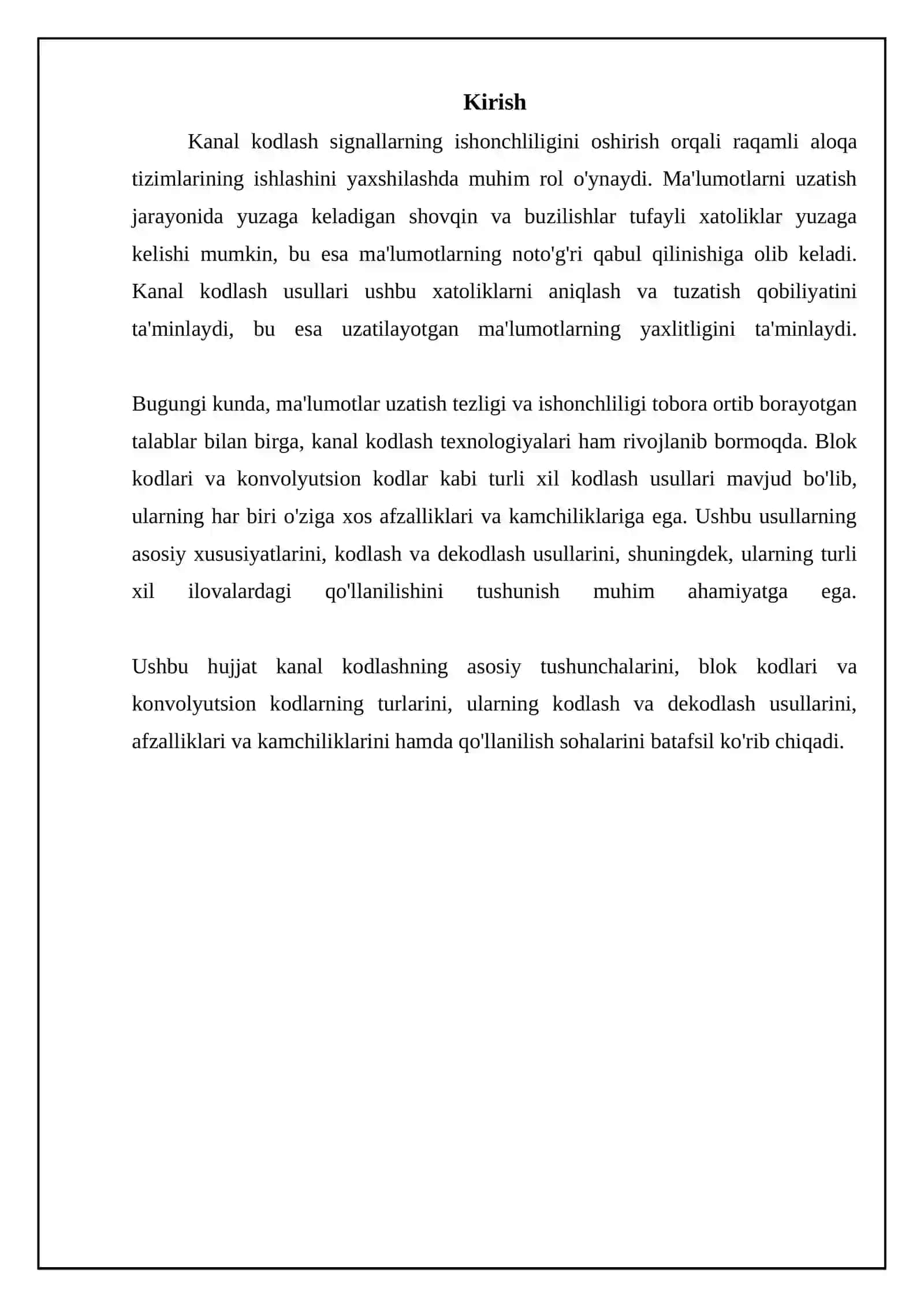 Kanal kodlashning asosiy tushunchalari va blok kodlari 3