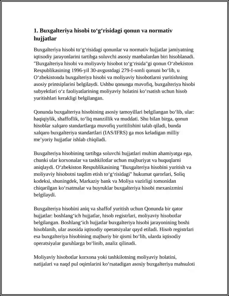 BUXGALTERIYA HISOBI VA TARTIBGA SOLUVCHI HUQUQIY, ME'YORIY HUJJATLAR 3