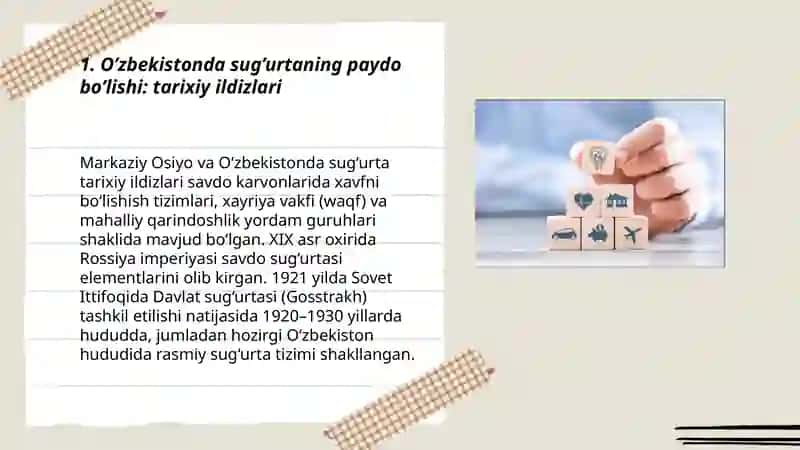 O’zbekistonda sug’urtani paydo bo’lishi va rivojlanishi 3