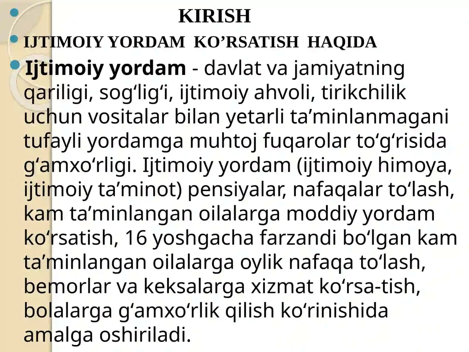 YOLG’IZ QARIYALAR, NOGIRONLAR, PENSIONERLAR VA OTA ONA TARBIYASIDAN MAHRUM BO’LGAN BOLALARGA IJTIMOIY YORDAM KO’RSATISH 3
