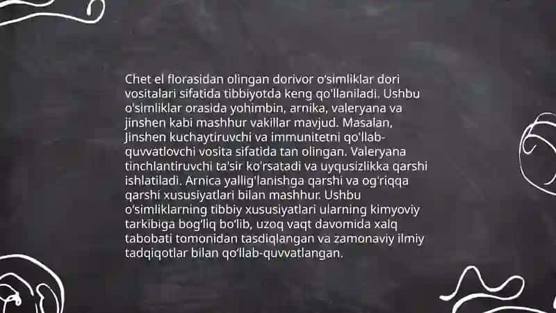 Chet el floralaridan introduksiya qilingan dorivor oʻsimliklarning morfologik belgilari 3