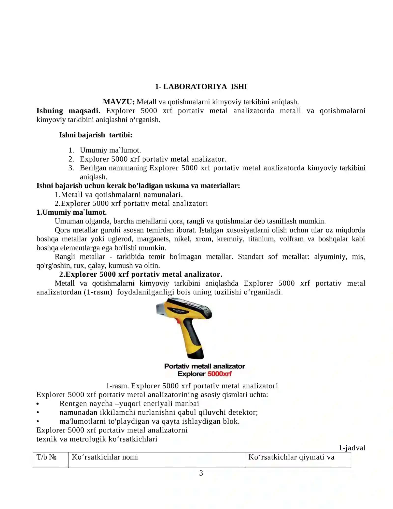 MATERIALSHUNOSLIK VA KONSTRUKSION MATERIALLAR TEXNOLOGIYASI USLUBIY KO‘RSATMA 3