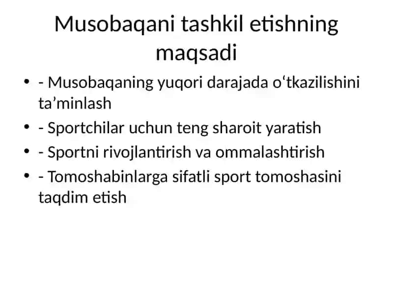 Musobaqalarni tashkil etish asoslari 3