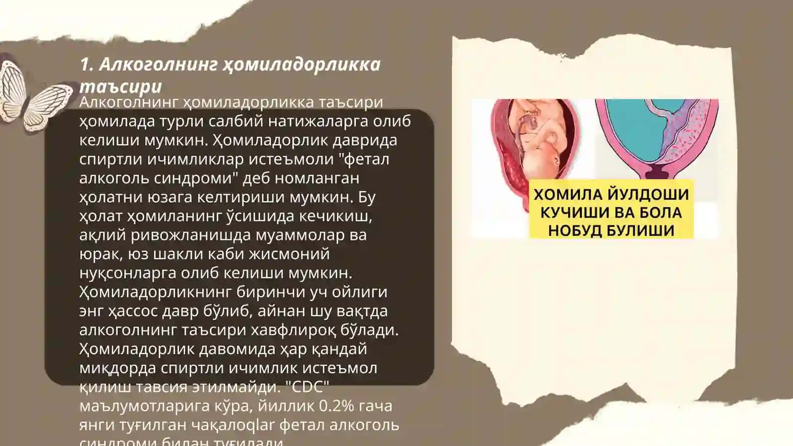 Алкагол ва гиёхванд моддаларнинг хомила ва чакалокга тасири 3