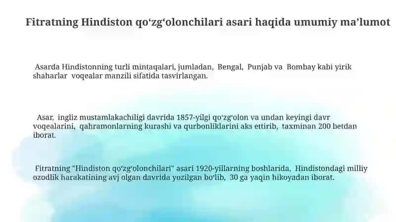 Fitratning Hind ixtilochilari asari 3