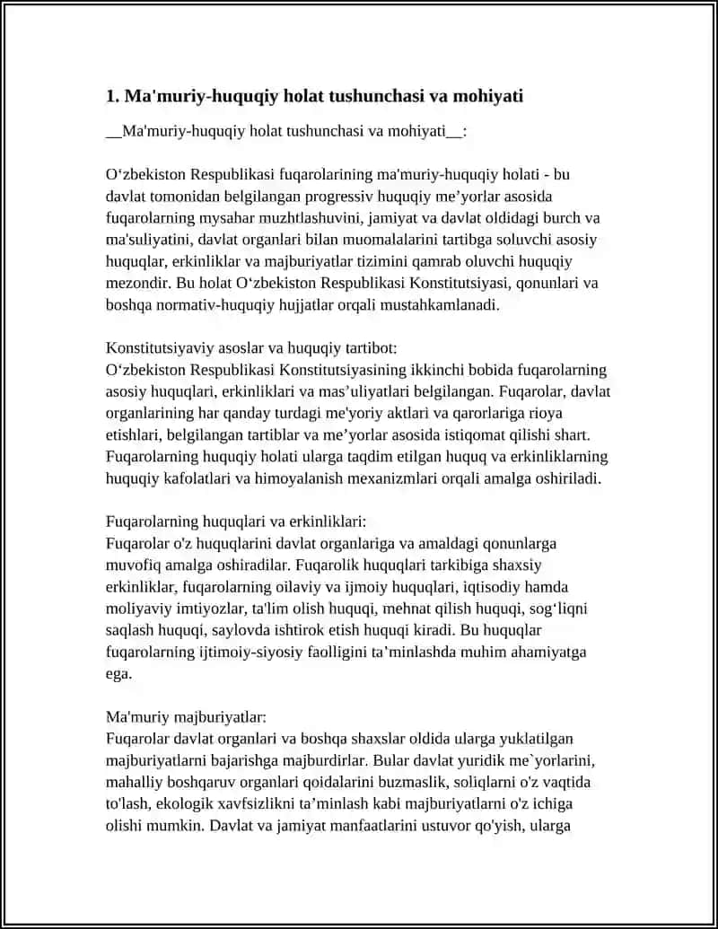 O'ZBEKISTON RESPUBLIKASI FUQAROLARI MA'MURIY-HUQUQIY HOLATINING TUSHUNCHASI 3