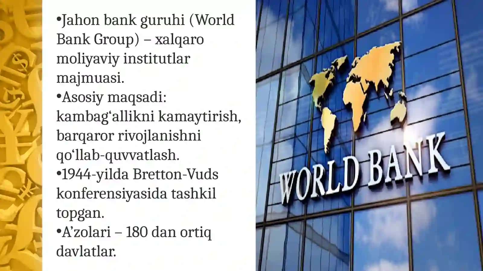 JAHON BANK GURUHI VA UNGA KIRUVCHI TASHKILOTLAR FAOLIYATI 3