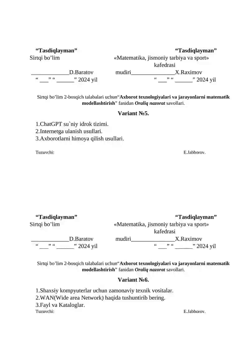 Axborot texnologiyalari va jarayonlarni matematik modellashtirish 3
