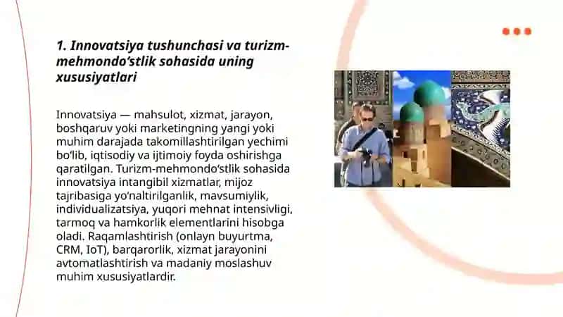 TURIZM VA MEHMONDOSTLIK SOHASIDAGI INNOVATSIYALARNING ASOSIY TUSHUNCHALARI VA TARIFLARI 3