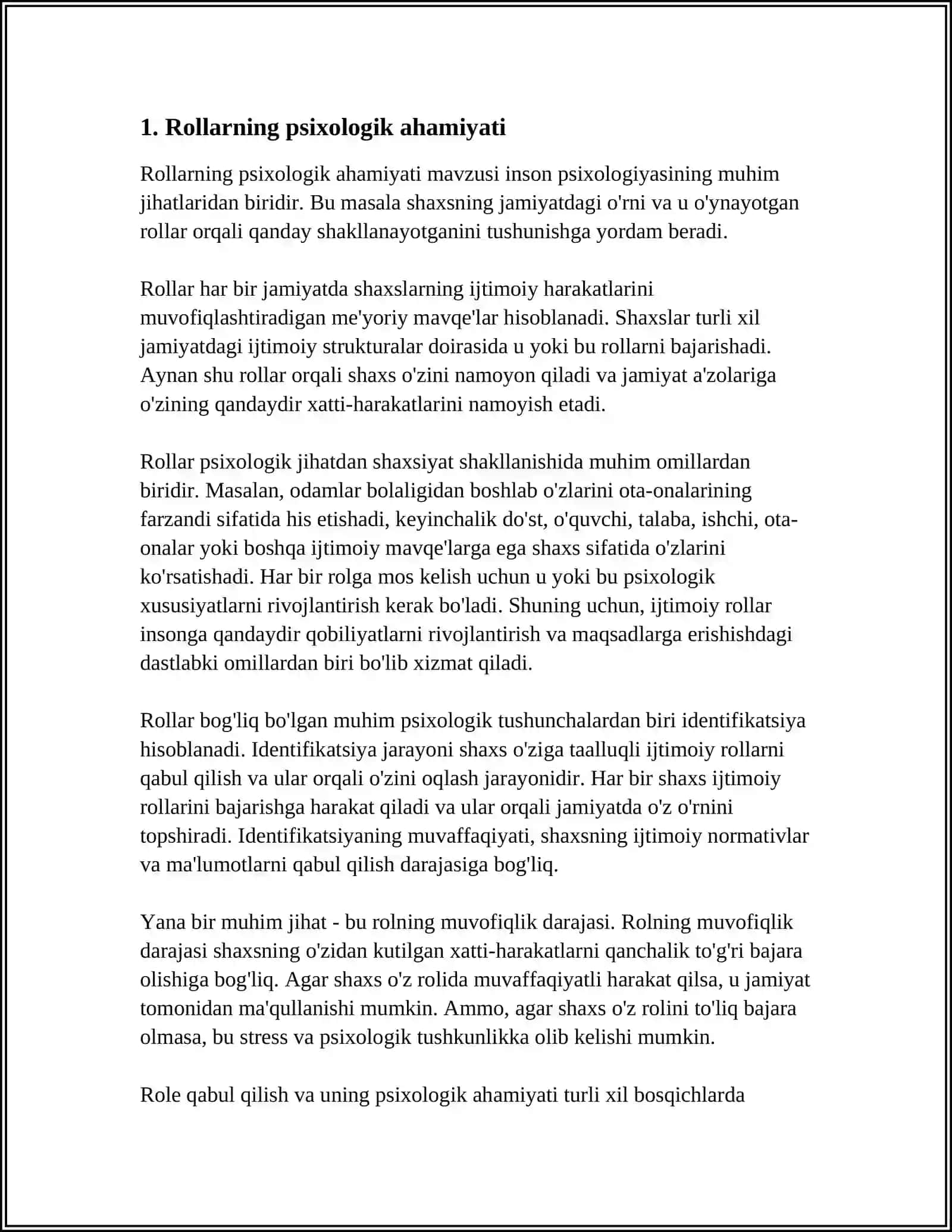 ROLLI NAZARIYA ZAMONAVIY DIN PSIXOLOGIYASIDA ROLLARNI QABUL QILISH NAZARIYASI SIFATIDA Y.SUNDEN N.XOLM U.VIKSTREM 3