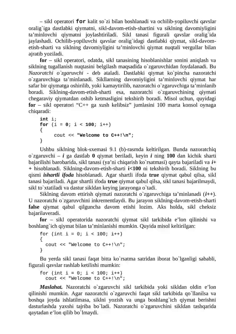 For – parametrli va ichma-ich joylashgan takrorlash operatorlari. 3